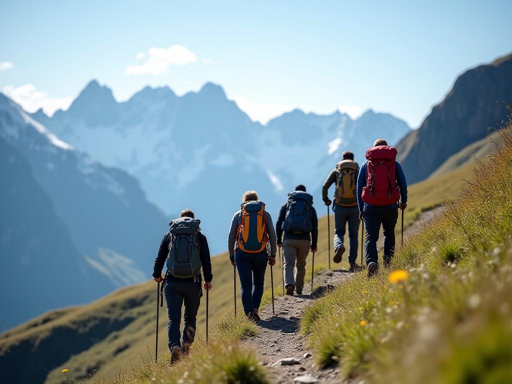 Geführte Wandergruppe in den Alpen